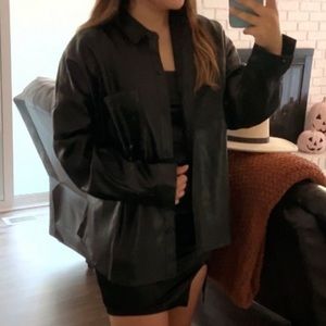 WONDROUS WINTER LEATHER OVERSIZED SHACKET